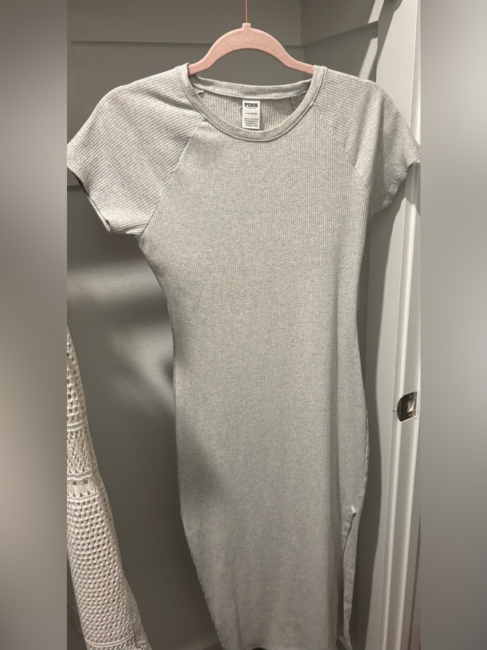 Two PINK Victoria's Secret Ribbed Short Sleeve Midi Dresses